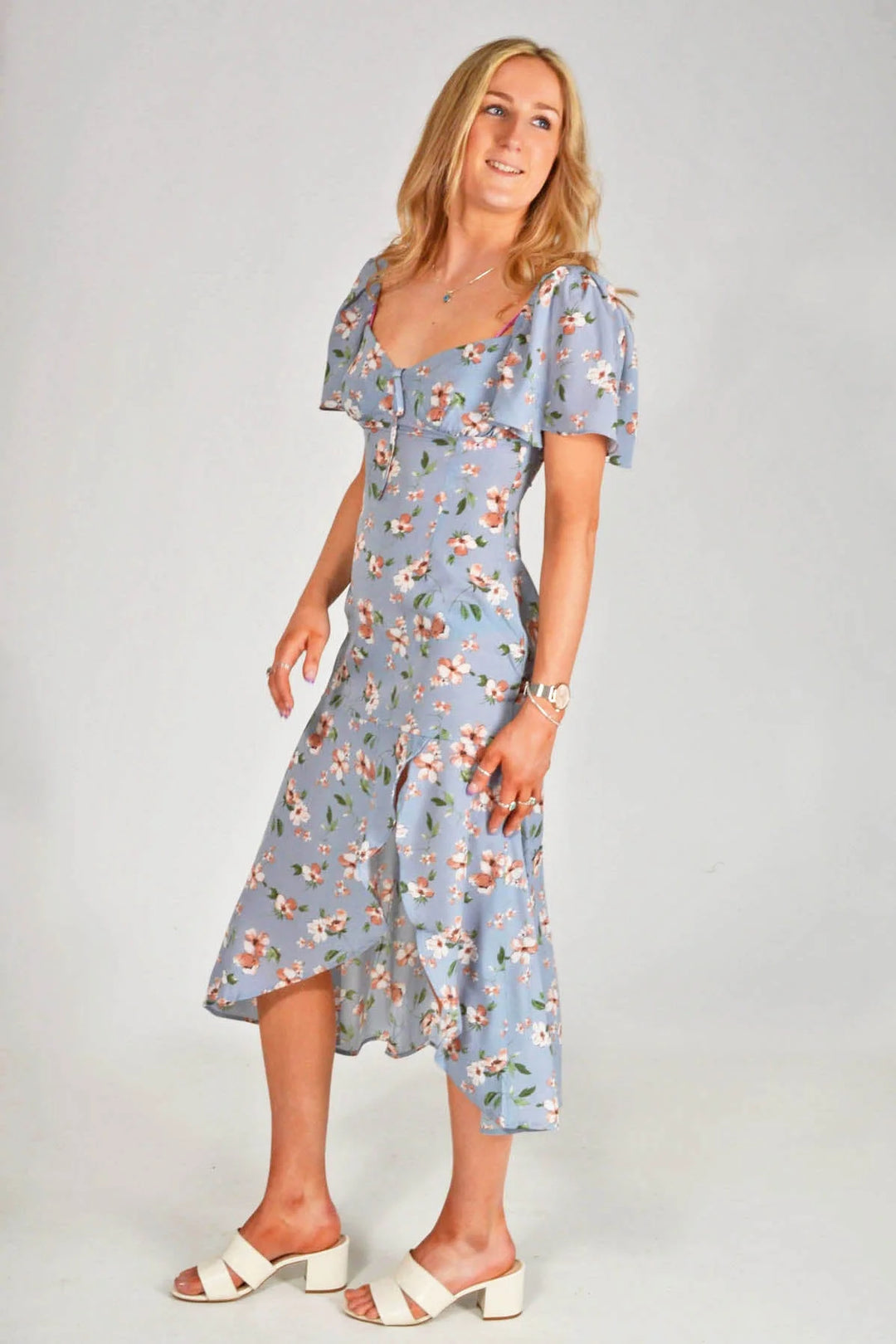 Boohoo Floral Wrap Midi Dress