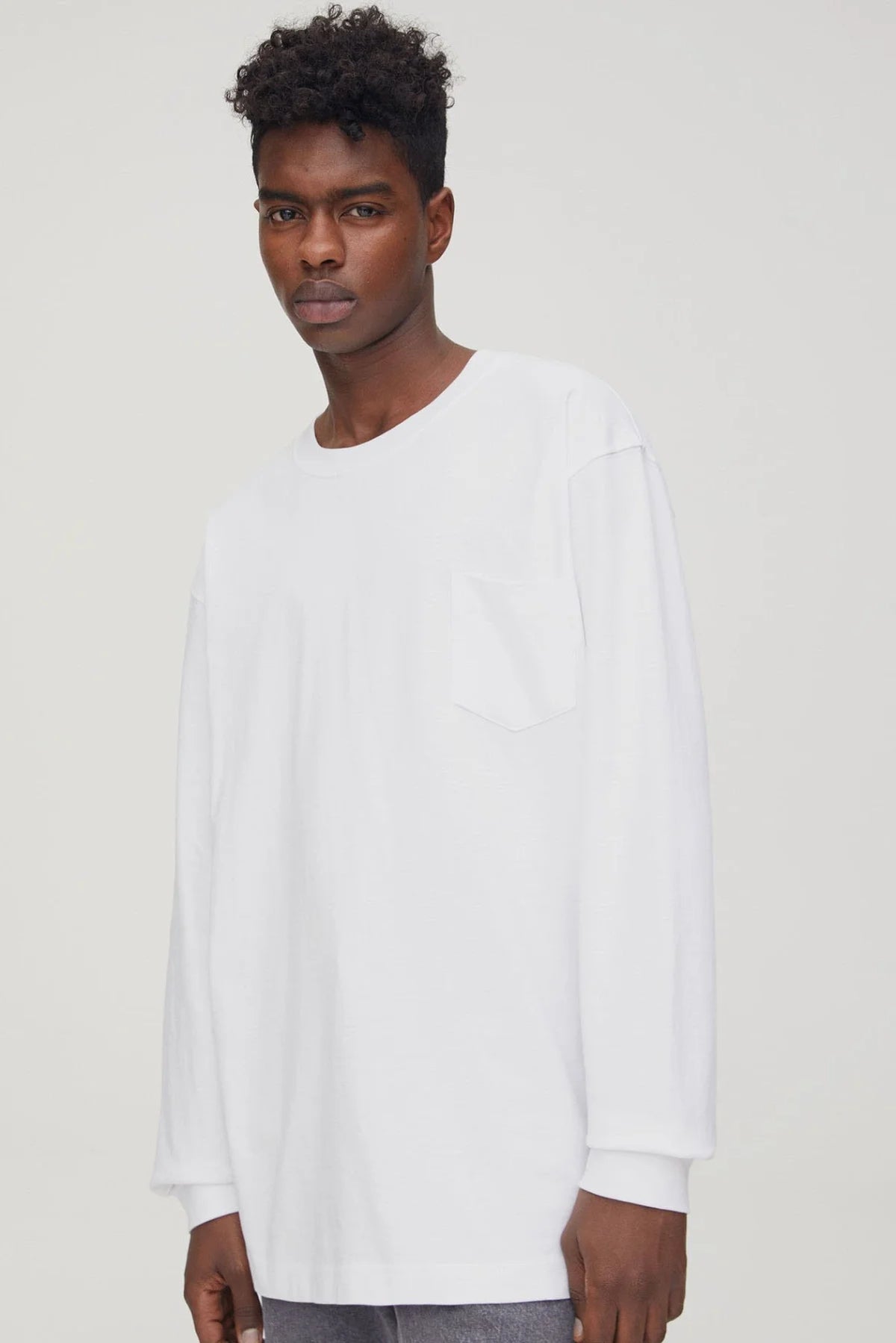 Pull & Bear Long Sleeve Relaxed Pocket Top White / XS