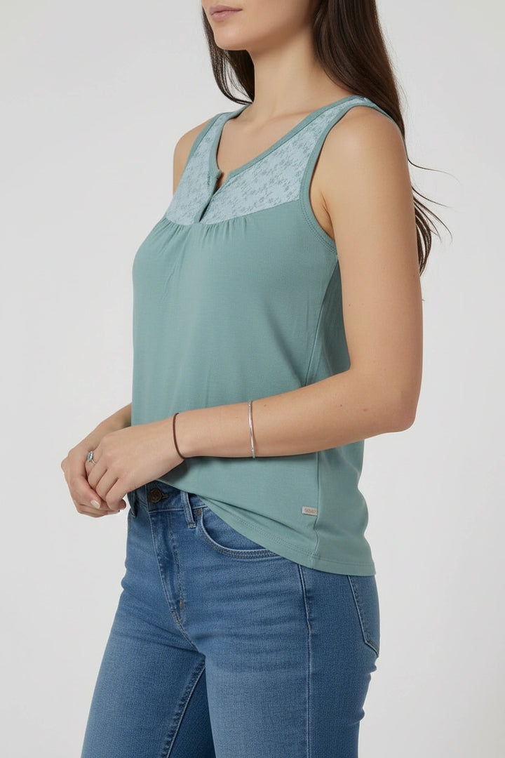 Broderie Henley Neck Vest Top