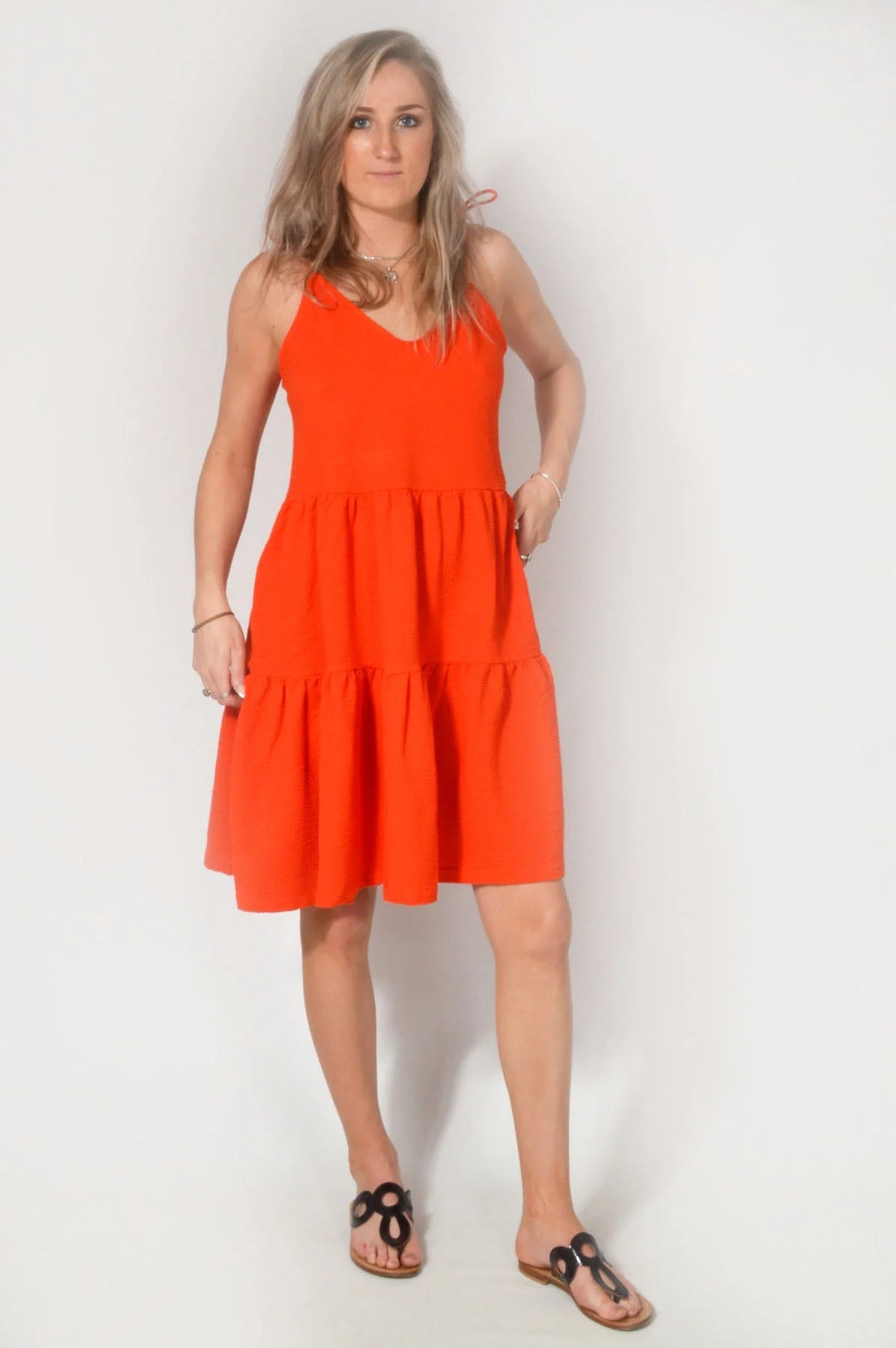 H&M Textured Stretch Sun Dress Red / M