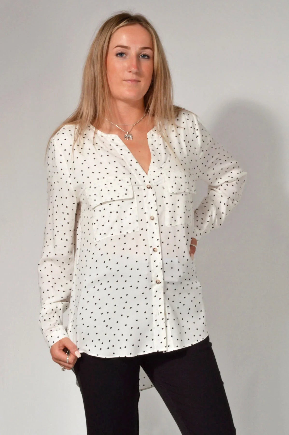 Wallis Silky Patterned Pocket Shirt Warm White / 10