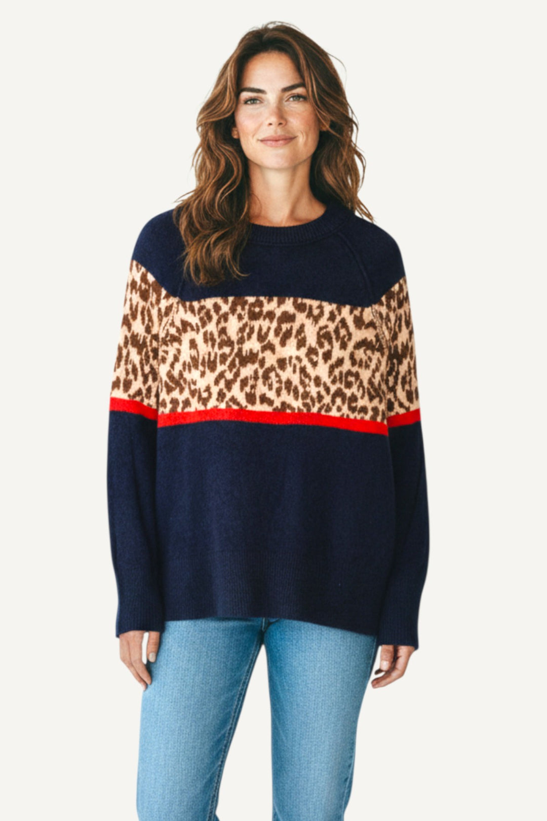Block Panel Jumper Leopard Print
