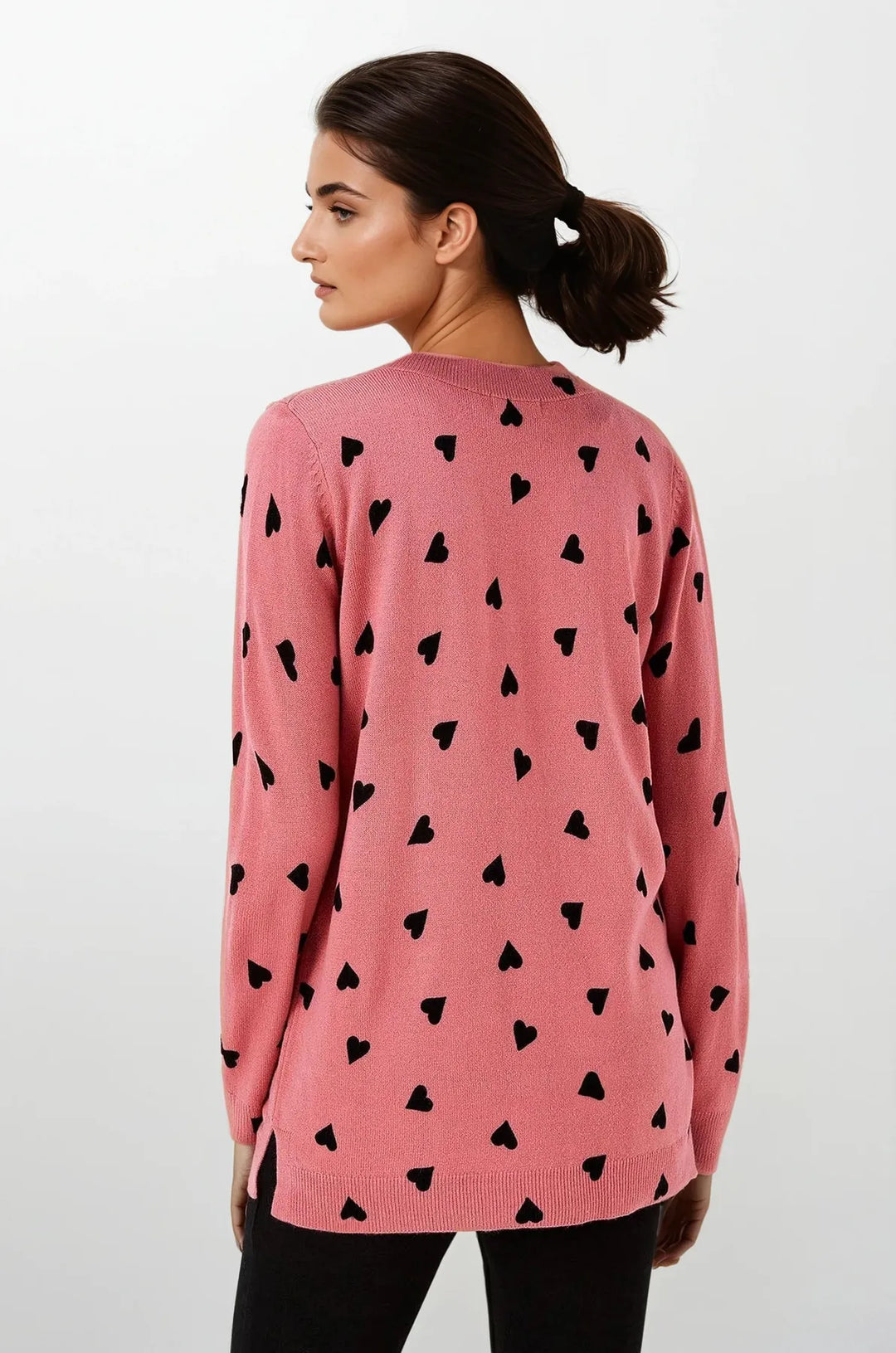 Pink Heart Print Soft Touch Jumper