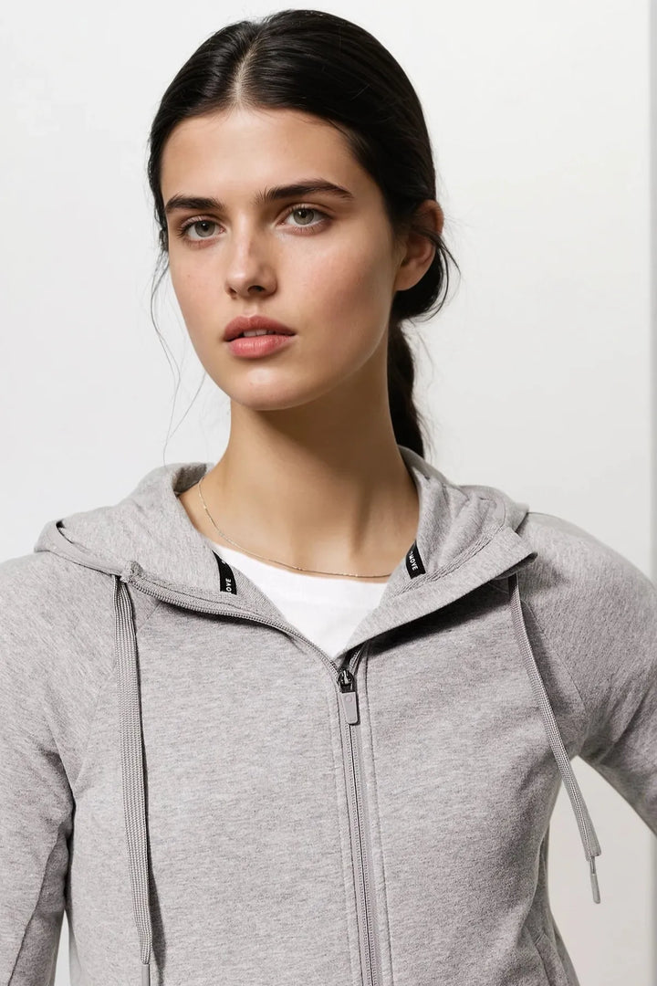 Goodmove Grey Cotton Rich Zip Up Hoodie