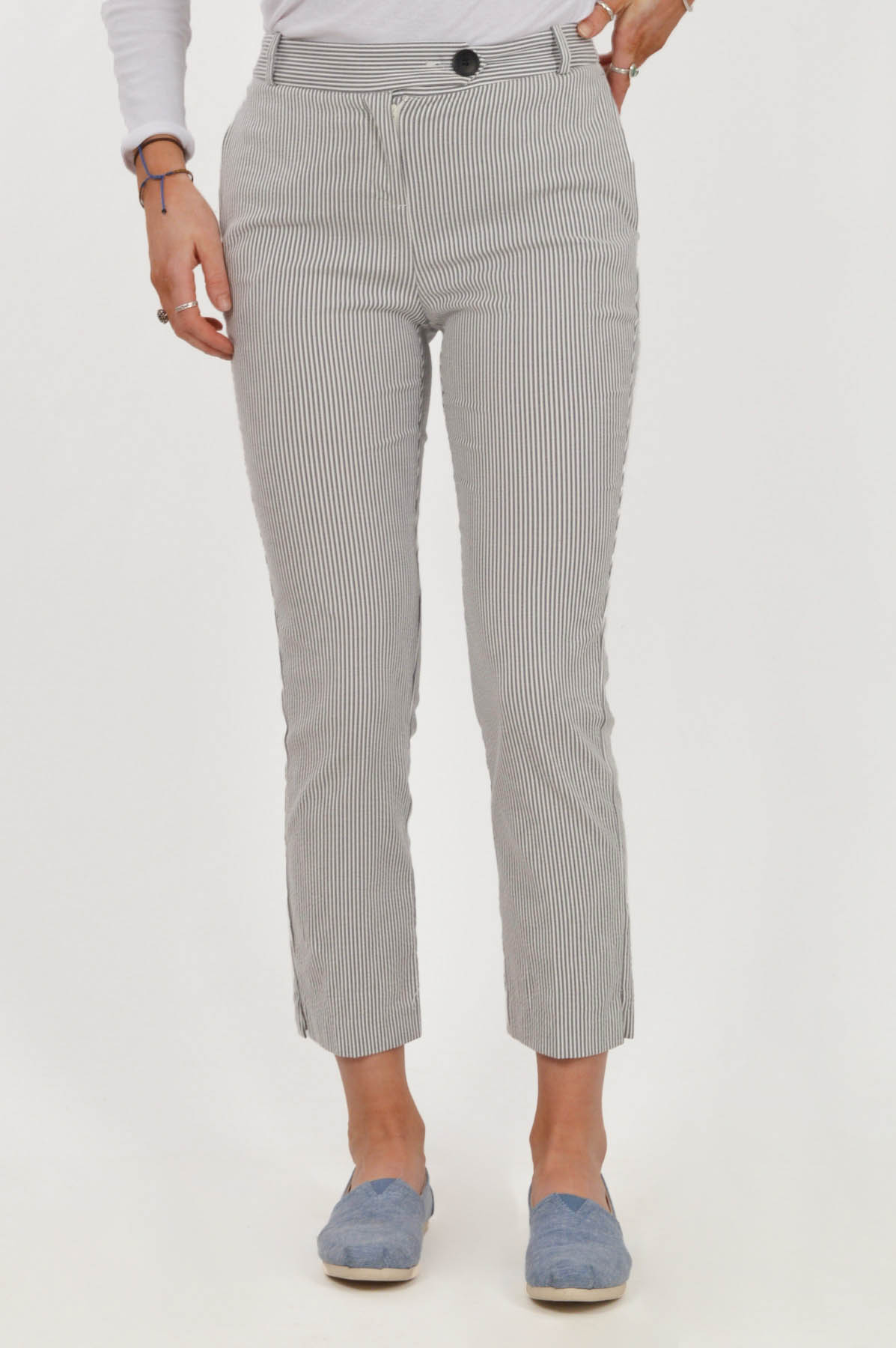 Secret Label Grey Stripe Crop Trousers
