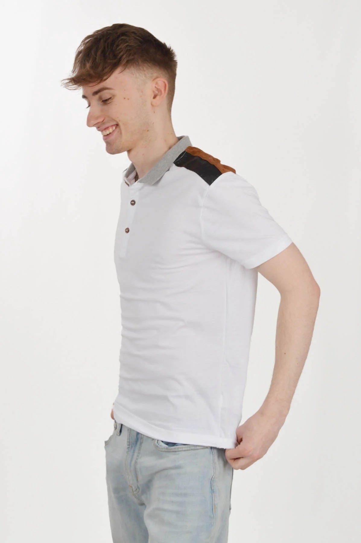 river island white polo shirt