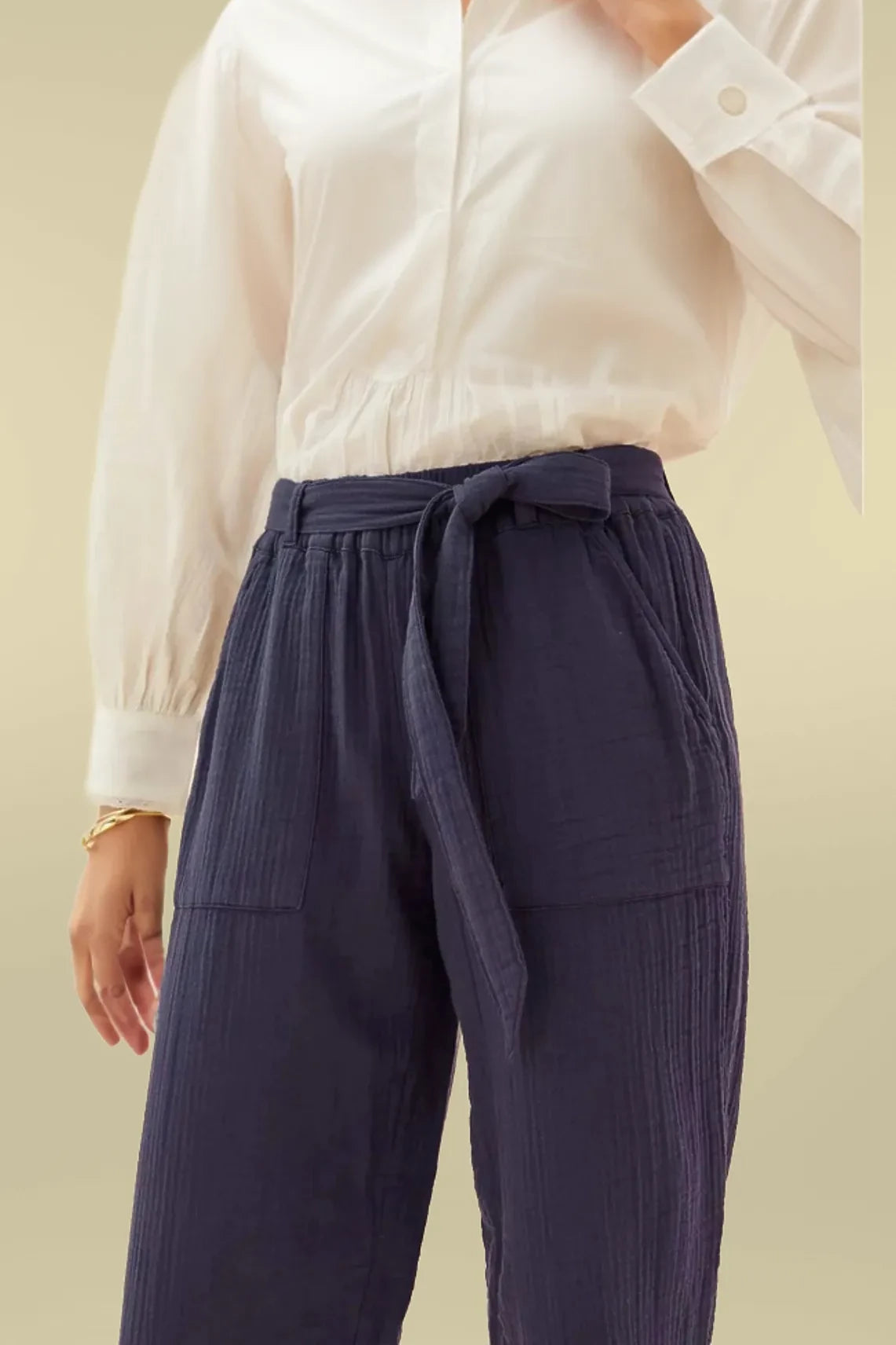 M&S Per Una Cotton Taper Ankle Grazer Trousers
