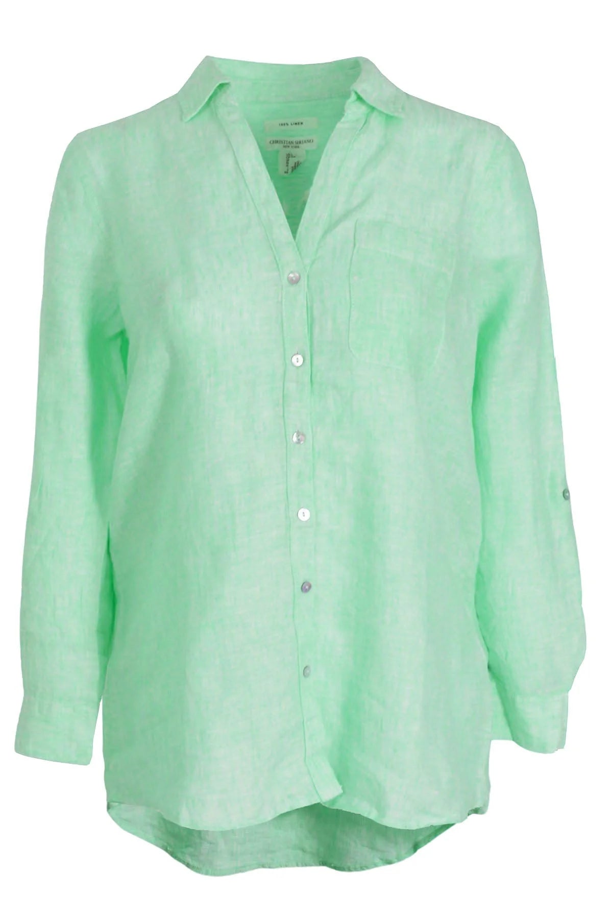 Christian Siriano Oversized Linen Shirt Mint Green / XS