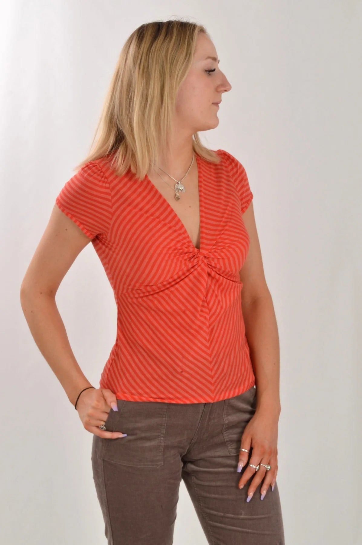 Phase Eight Striped Twist Front Top