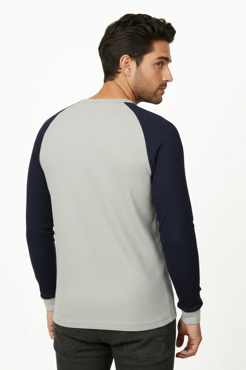 Waffle Two Tone Long Sleeve Top