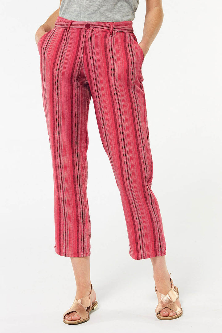 Striped Linen Blend Crop Trouser