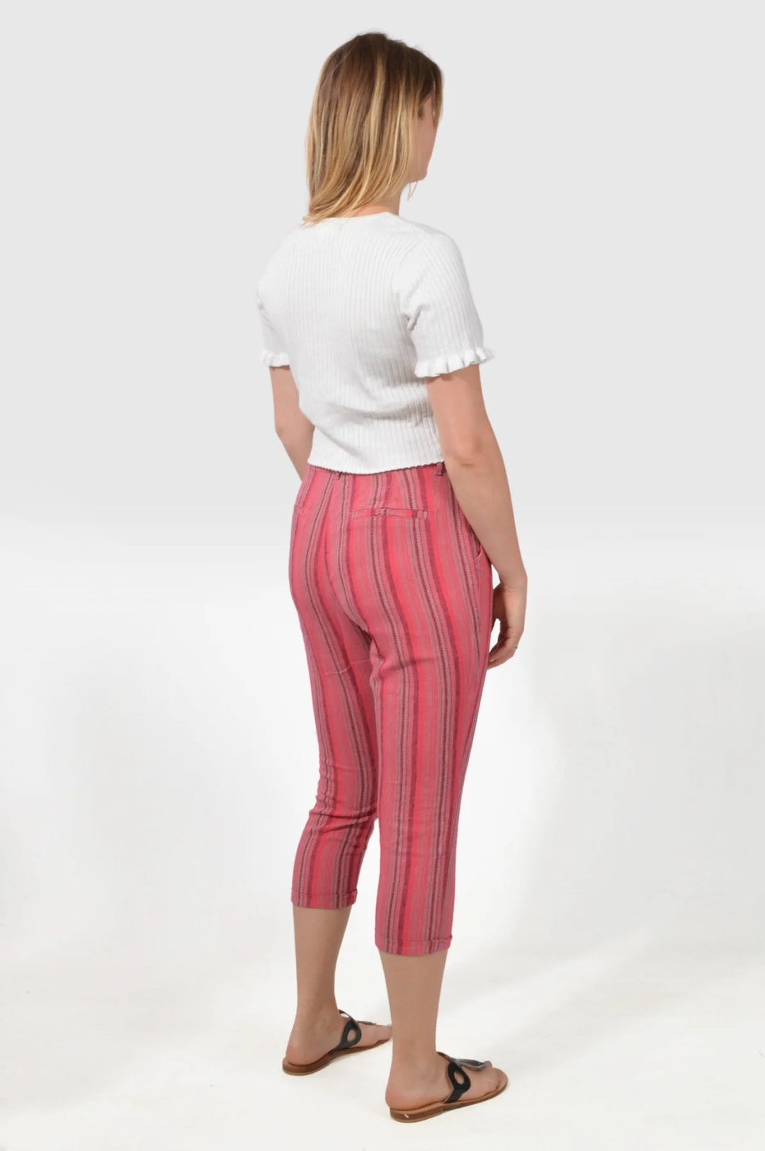 Striped Linen Blend Crop Trouser Secret Label