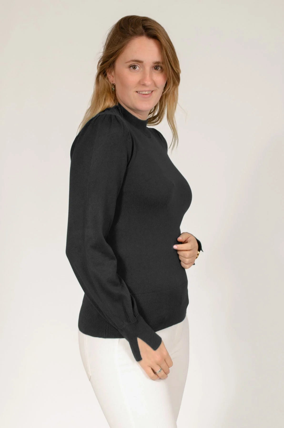 High Neck Puff Sleeve Jumper – Secret Label