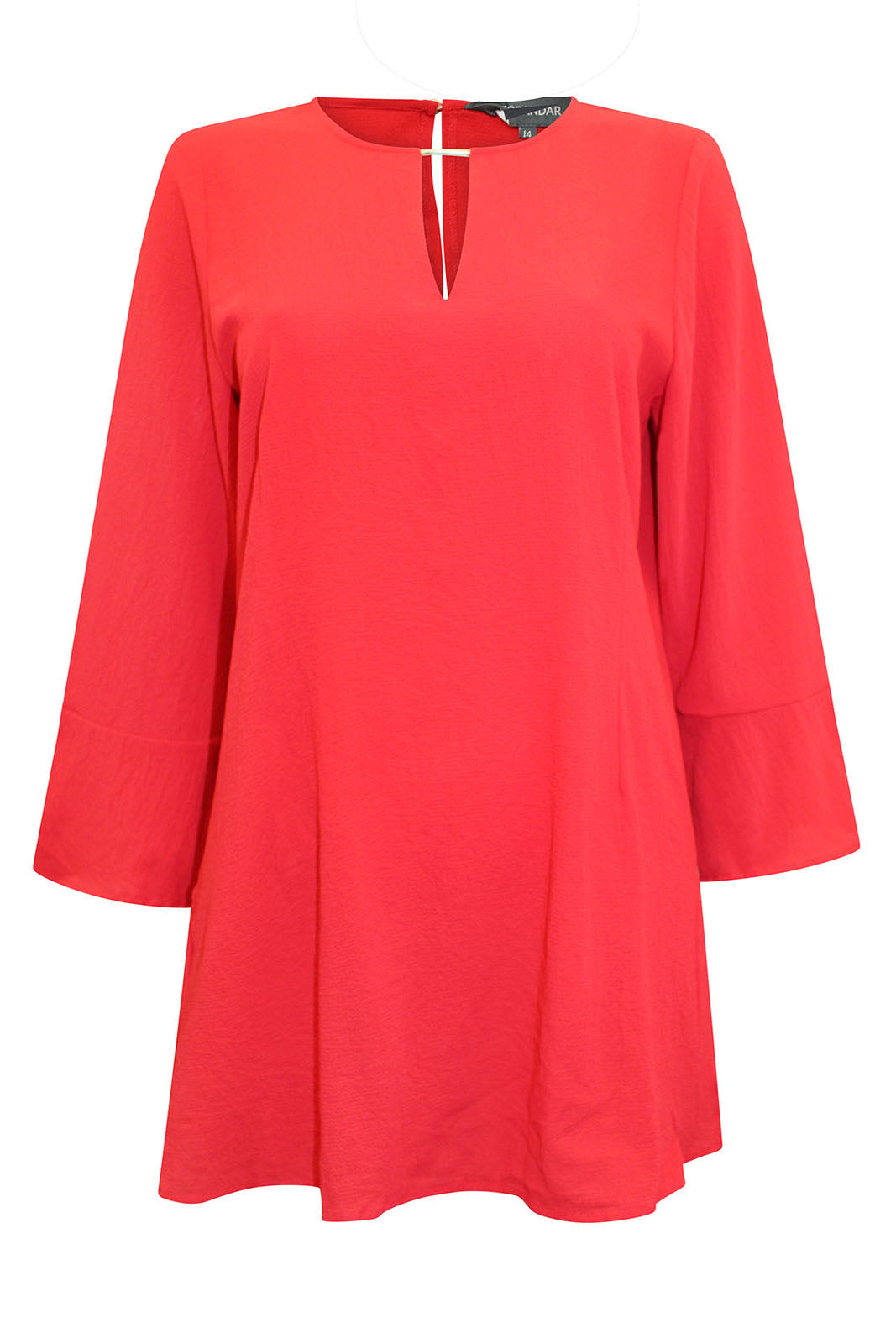 Keyhole Detail Fluted Cuff Tunic Top