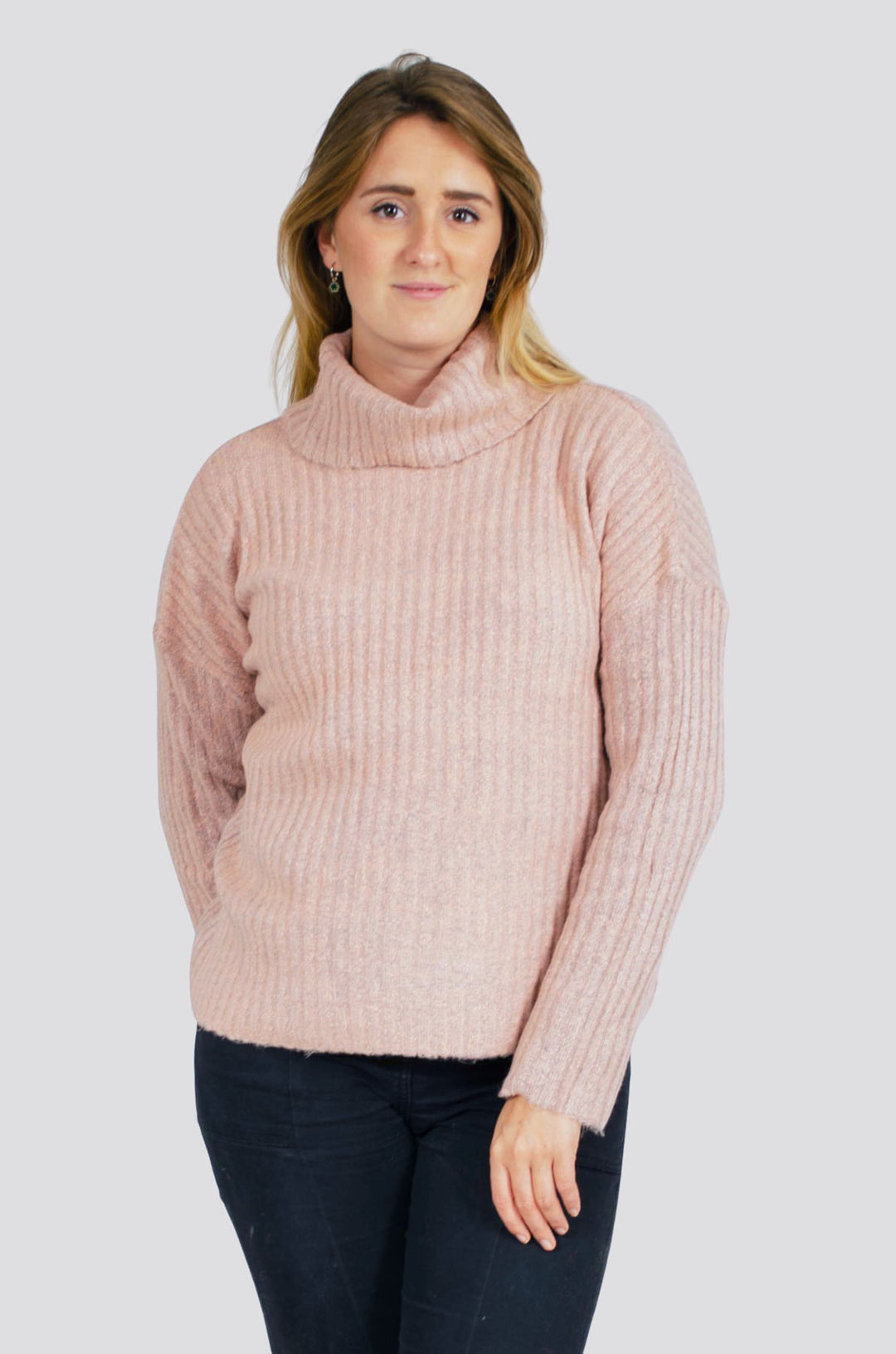 Cowl Roll Neck Ribbed Jumper – Secret Label