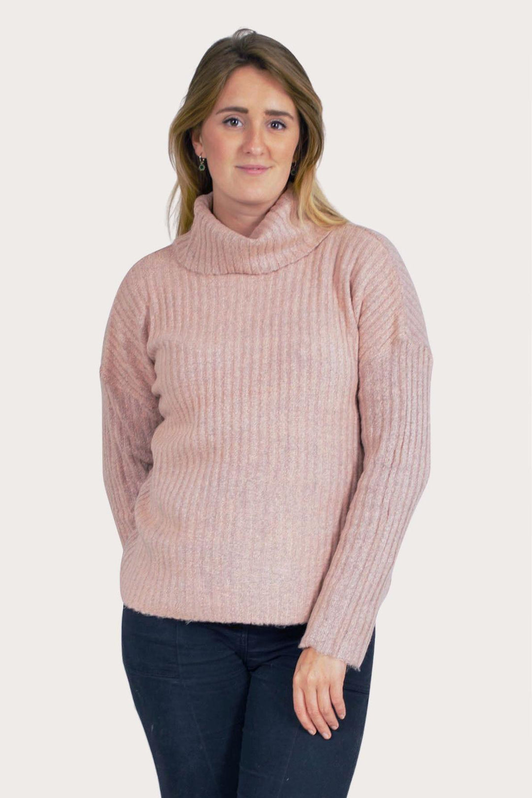 Cowl Roll Neck Ribbed Jumper – Secret Label