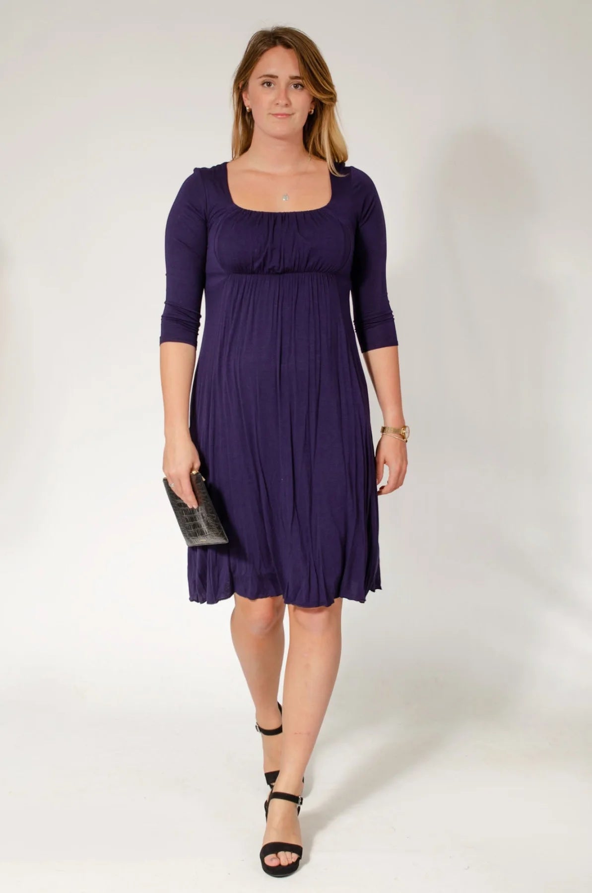 Phase Eight Jersey Ruched Front Dress Purplish Blue / 16