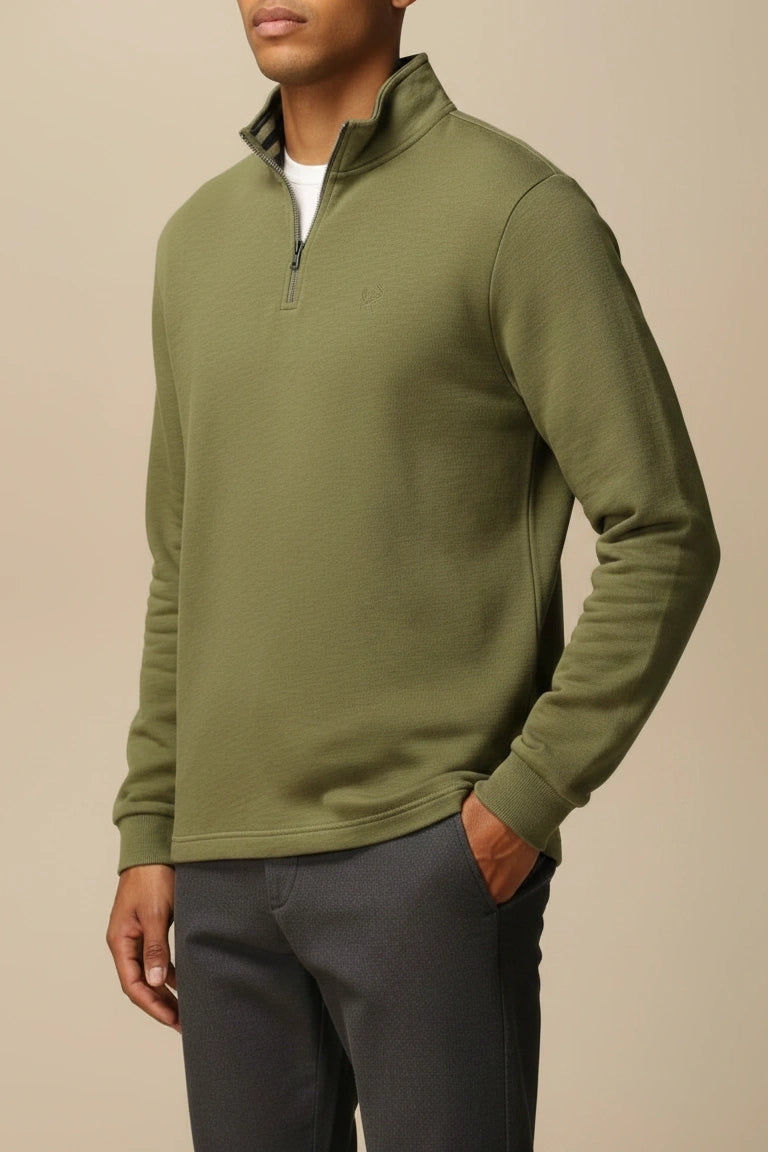 Quarter Zip Cotton Sweatshirt