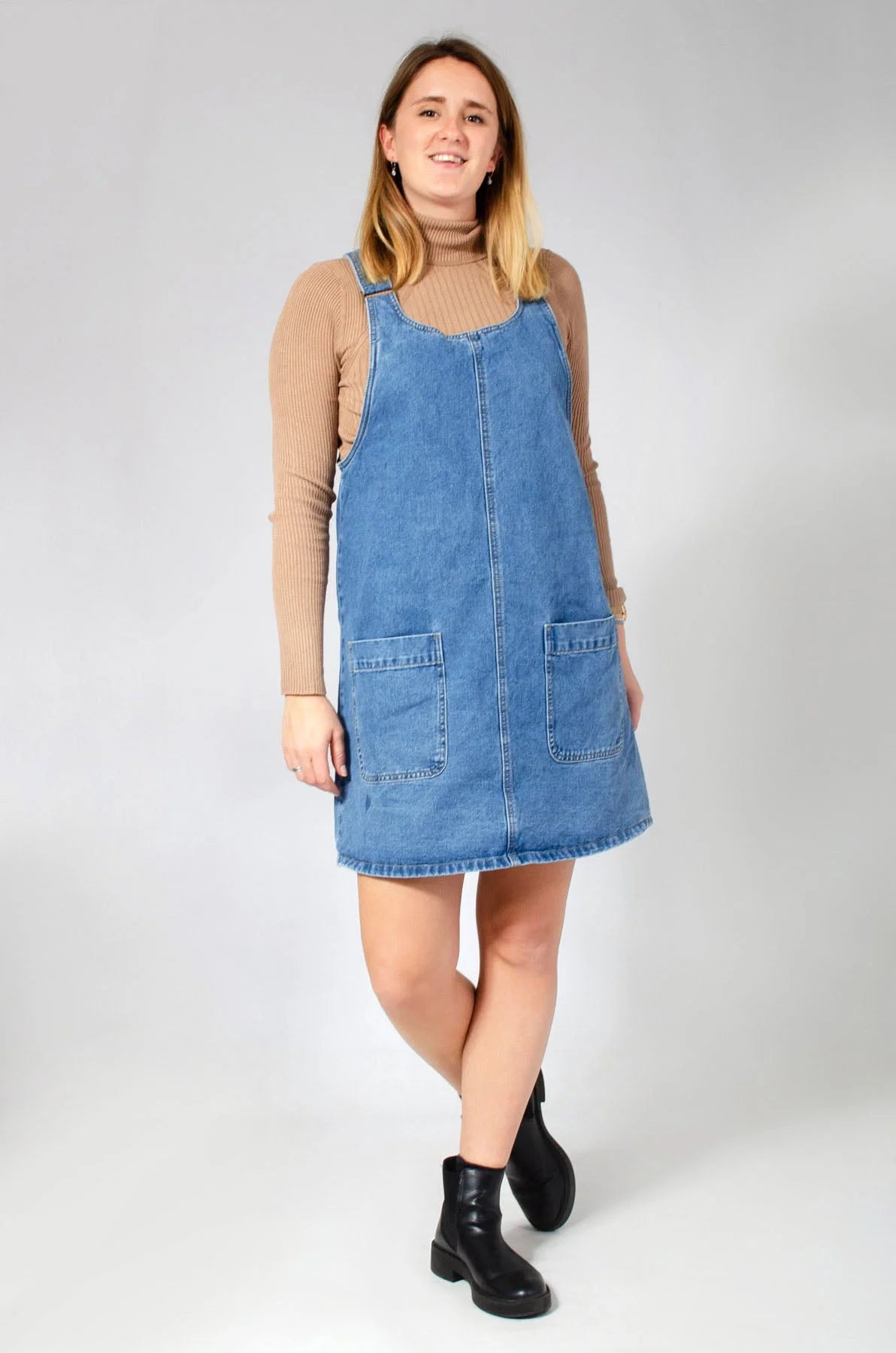 Secret Label Denim Pinafore Dungaree Dress Blue 8