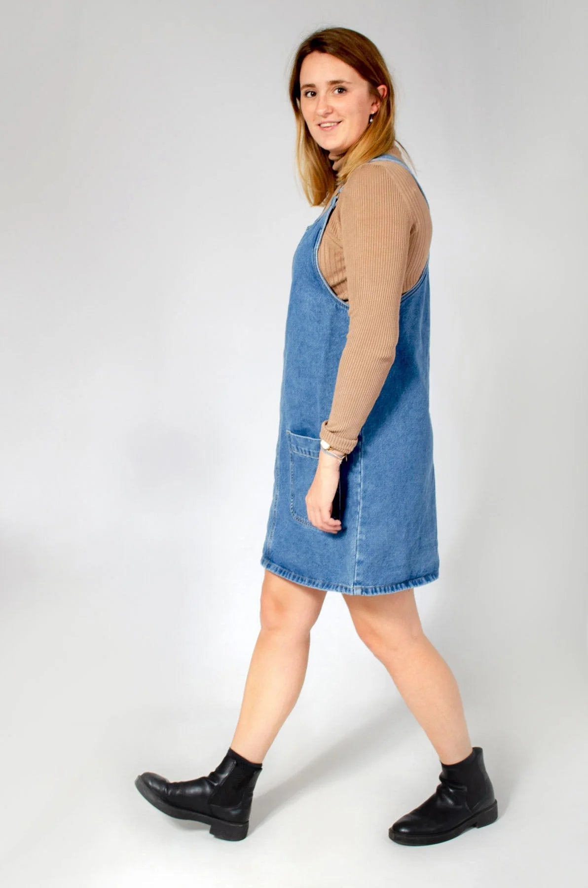 Denim dungaree sales pinafore dress