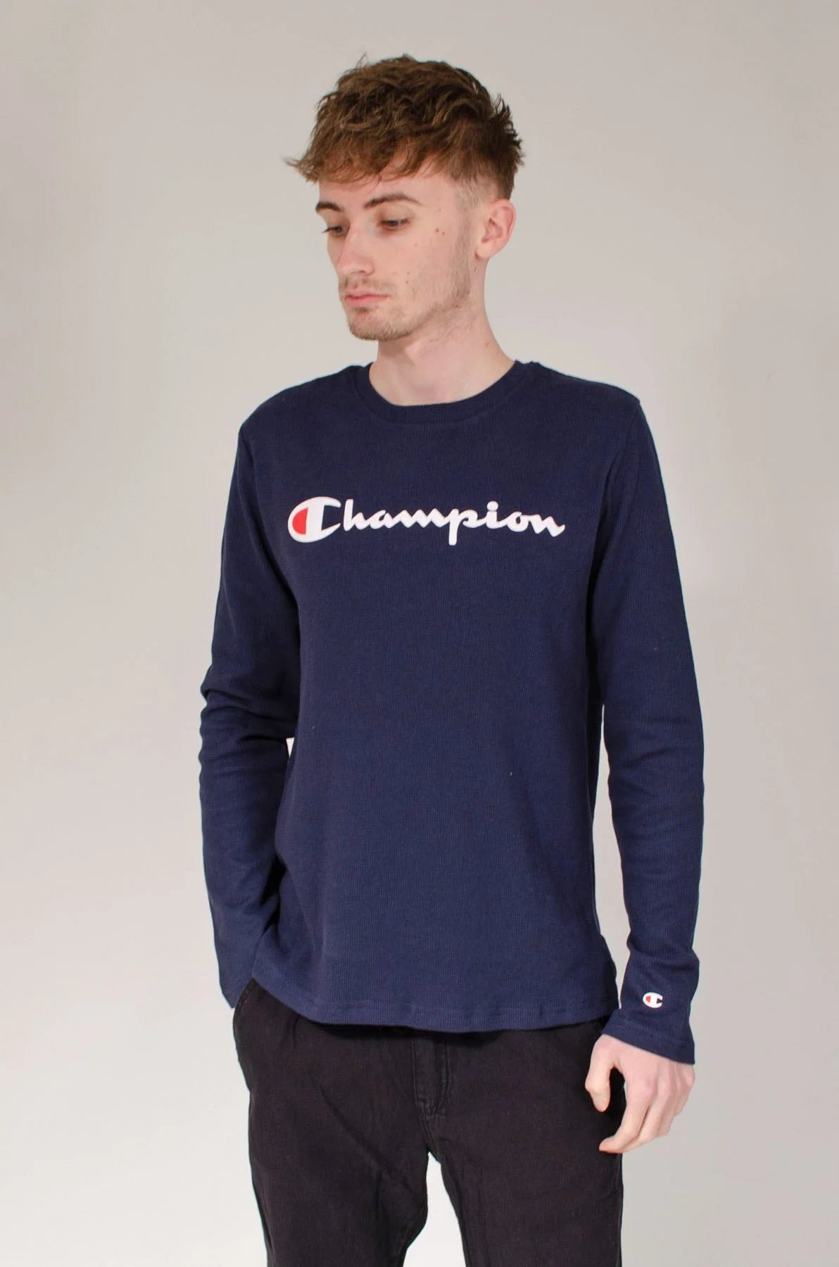 Champion Cotton Waffle Long Sleeve Top Navy / S