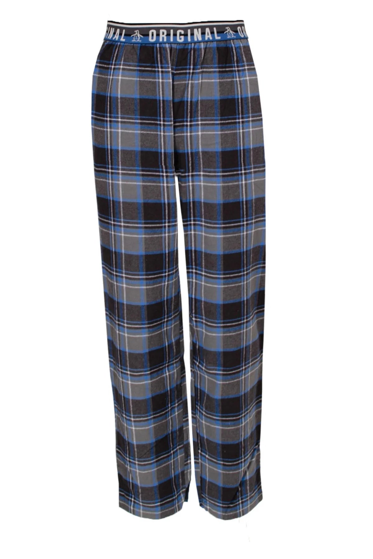 Penguin Cotton Check Pyjama Lounge Pants Blue/Grey / 3XL