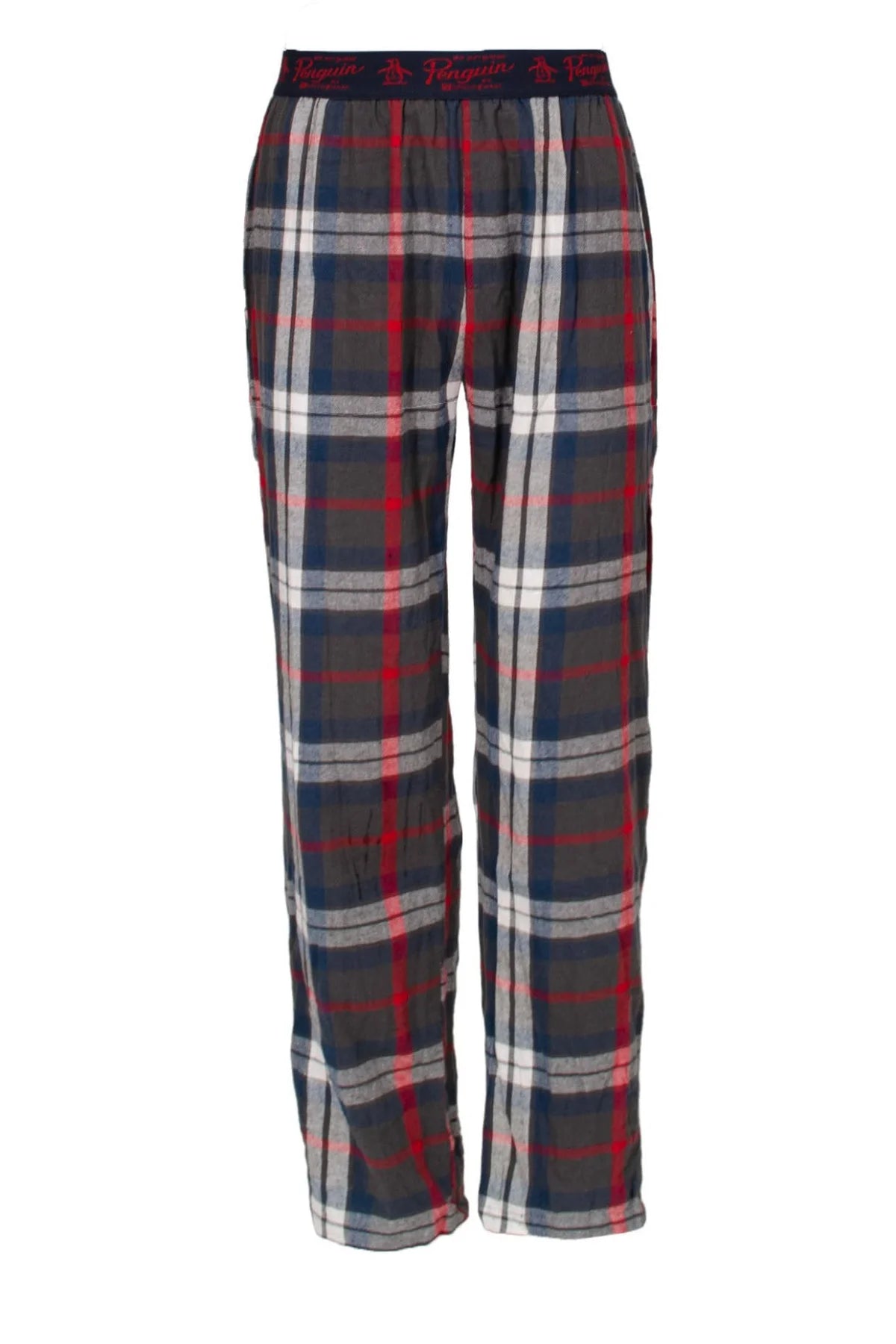 Penguin Cotton Check Pyjama Lounge Pants Grey/Red/Blue / S