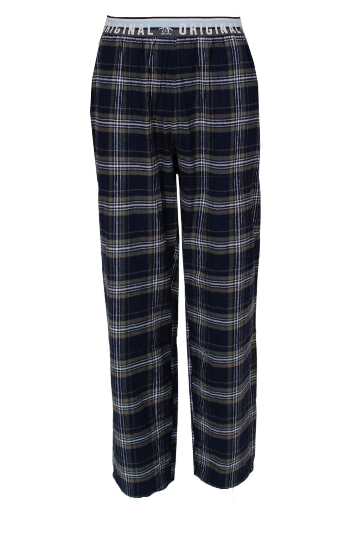 Penguin Cotton Check Pyjama Lounge Pants Navy/Green / 3XL