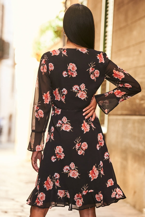 Black Rose Wrap Dress – Secret Label