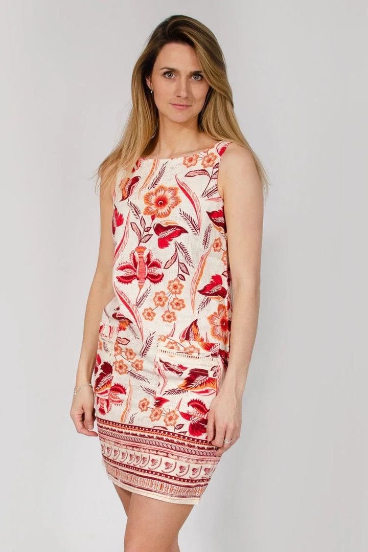 Secret Label Floral Sleeveless Linen Dress