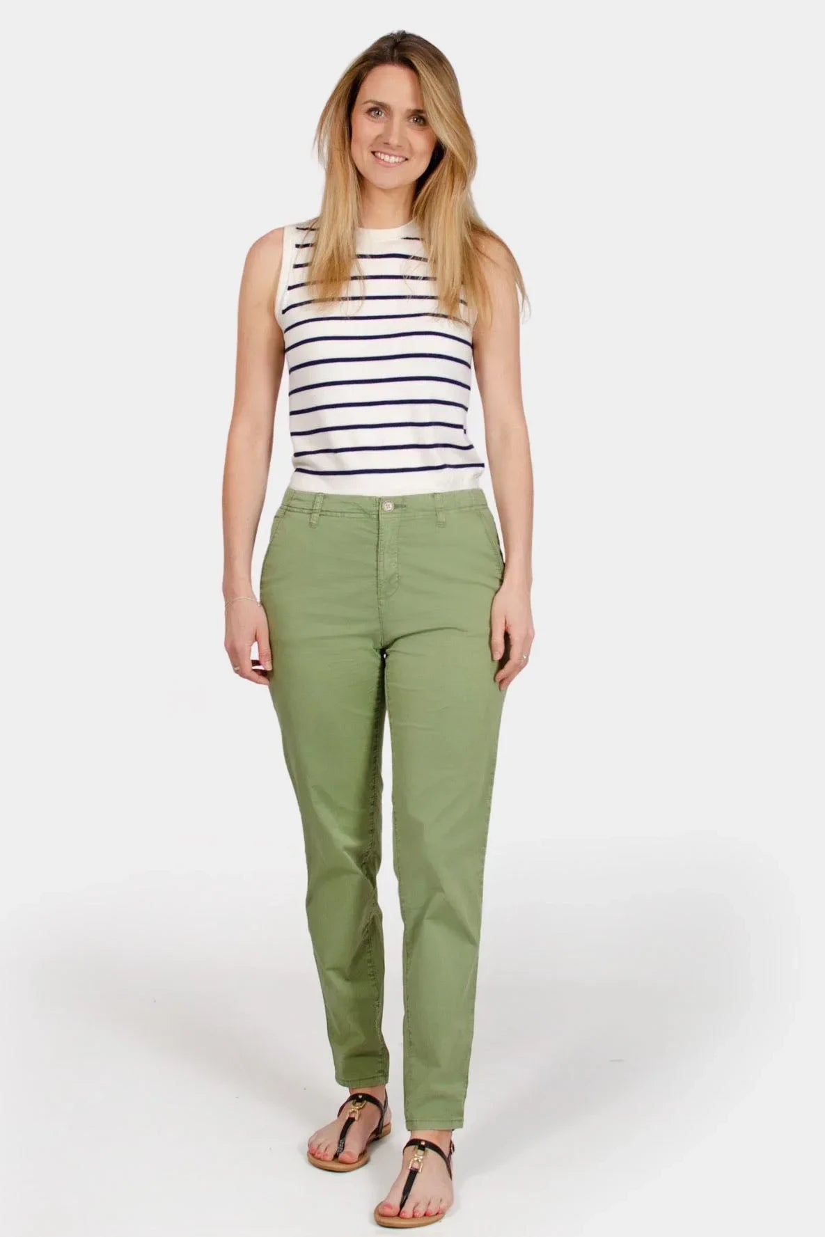 Esprit Stretch Cotton Chino Trousers Green / 10 / X-Long
