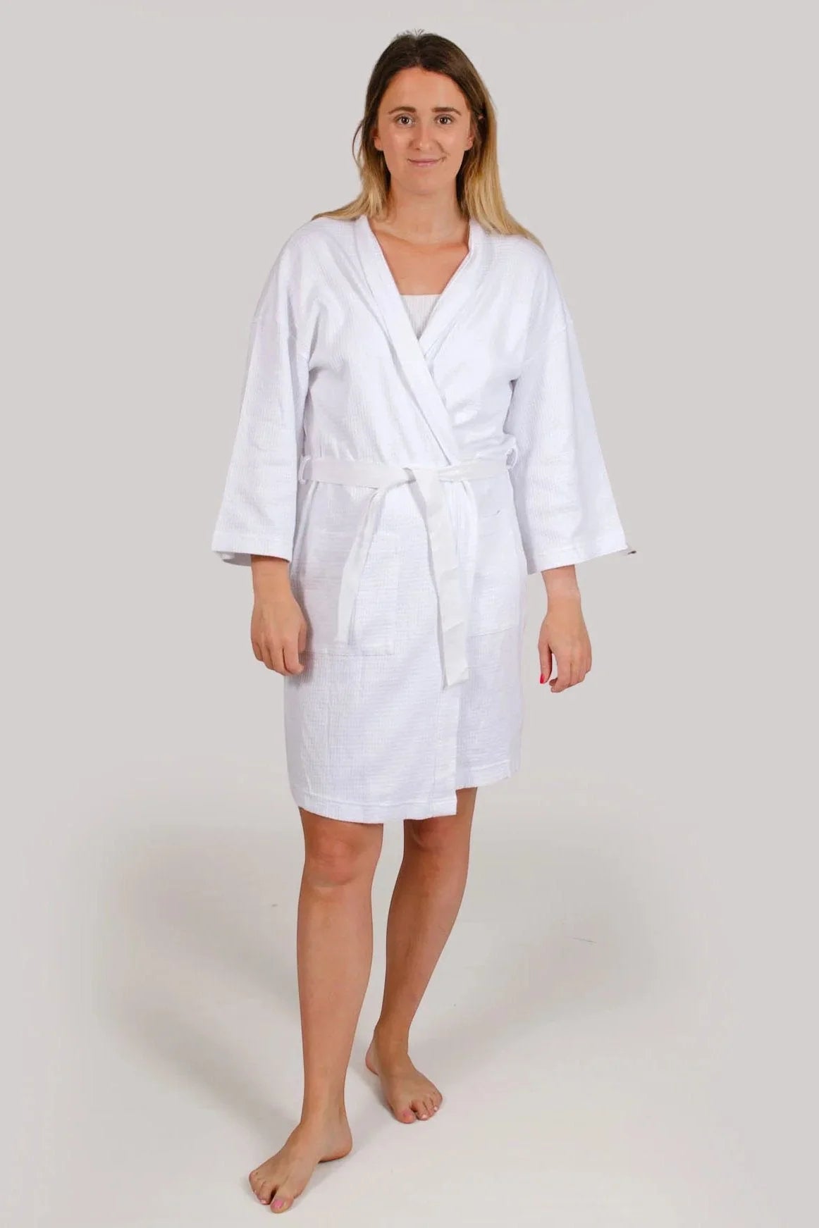 M&S Cotton Waffle Summer Dressing Gown White / XL