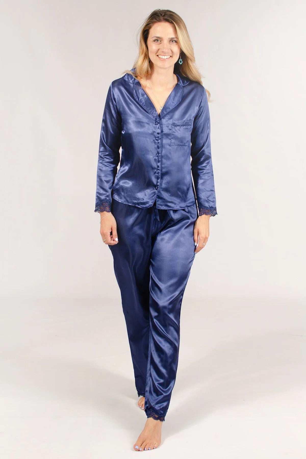 Boux Avenue Satin Pyjama Set Navy / 10