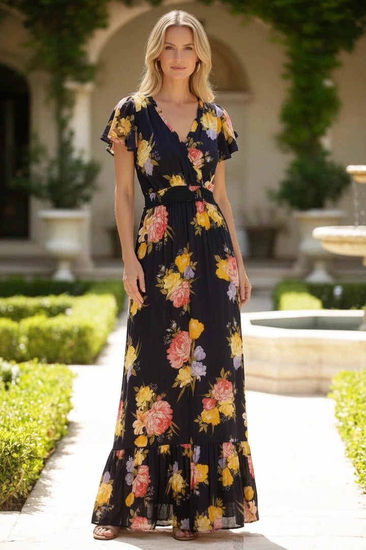 Navy Mix Floral Maxi Dress