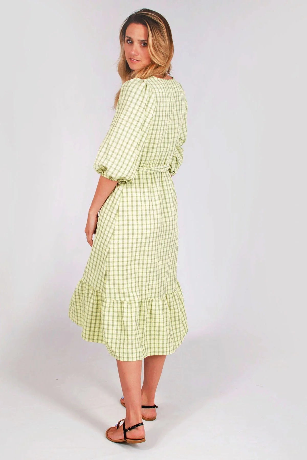 Mango check 2024 pattern midi dress