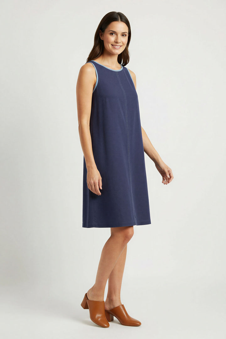 Navy Sleeveless Linen Shift Dress