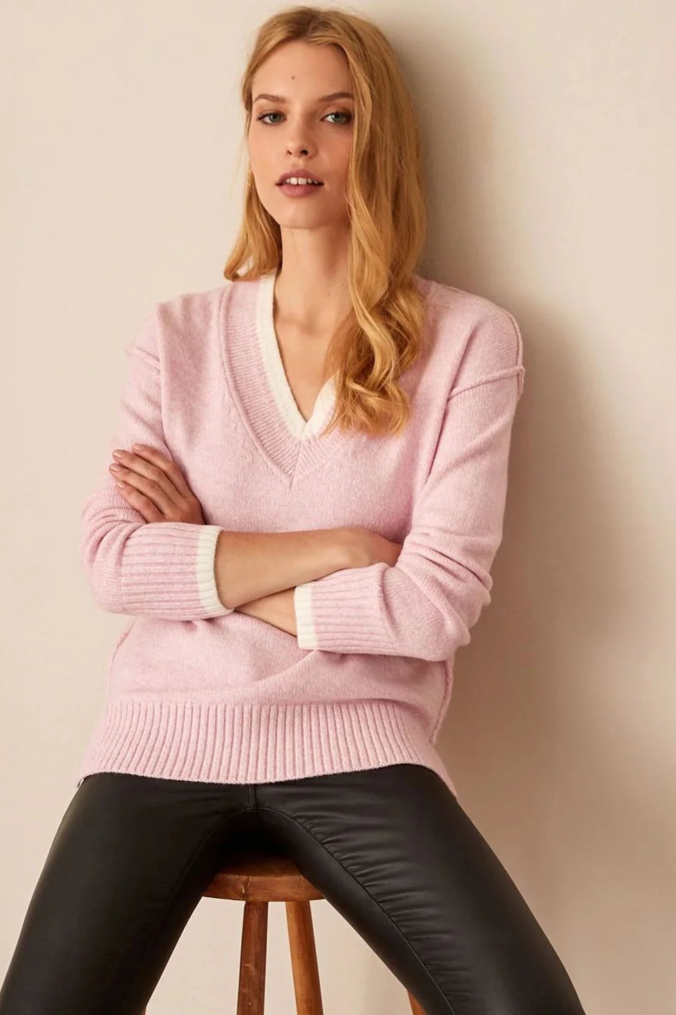 Pink V Neck Jumper-Secret Label