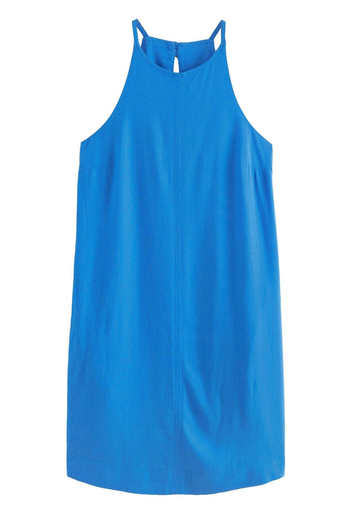 High Shoulder Sleeveless Linen Dress