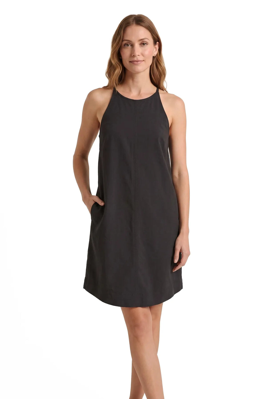 High Shoulder Sleeveless Linen Dress