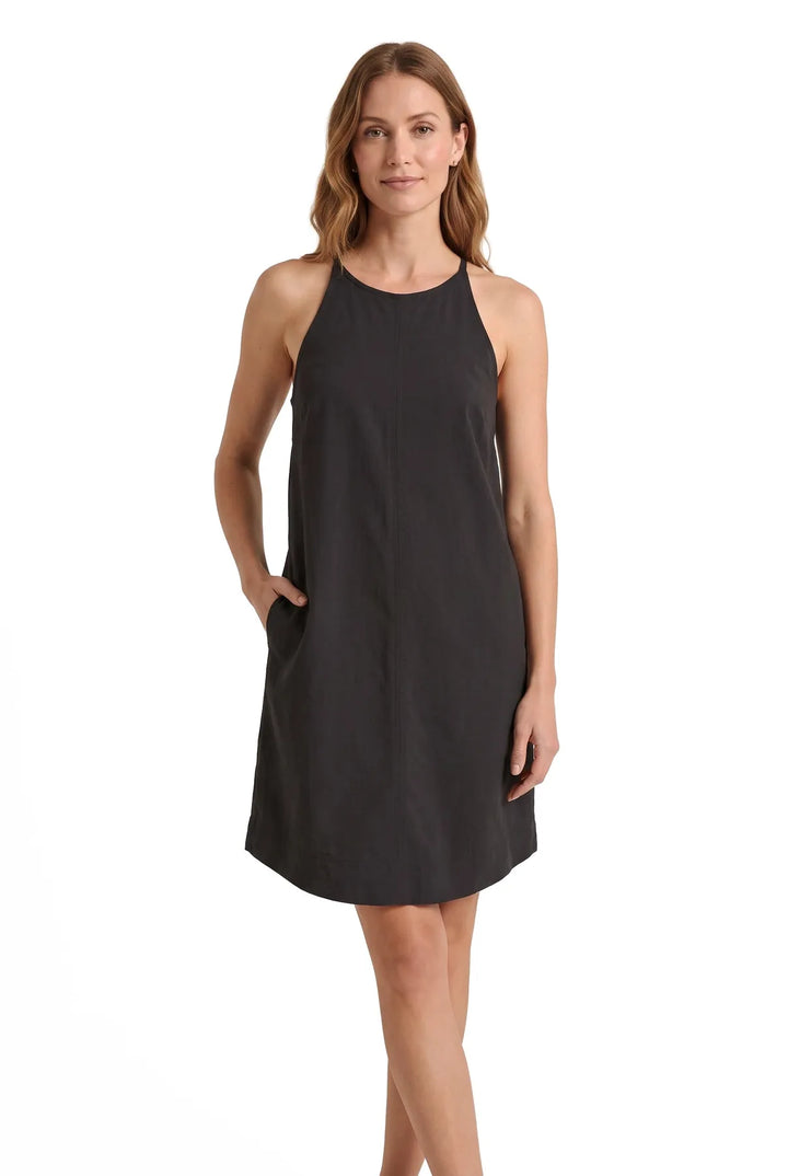 High Shoulder Sleeveless Linen Dress