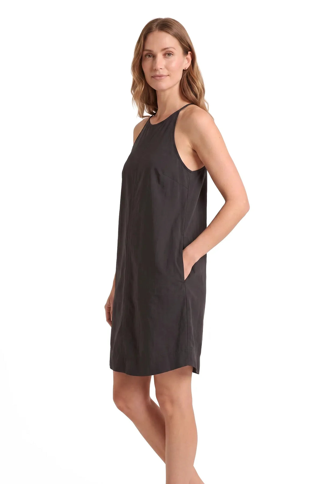 High Shoulder Sleeveless Linen Dress