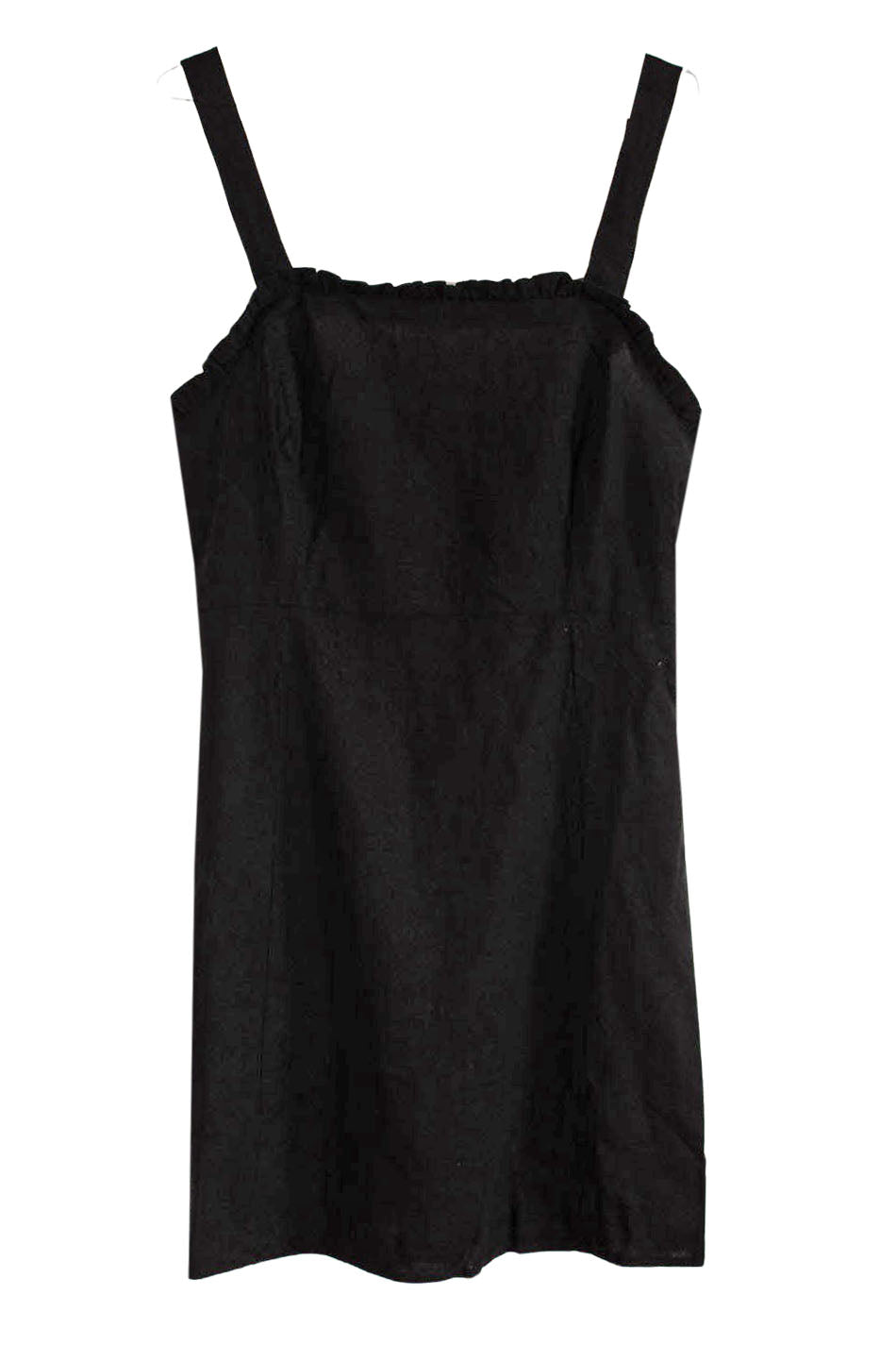 Frill Hem Strappy Linen Mini Dress