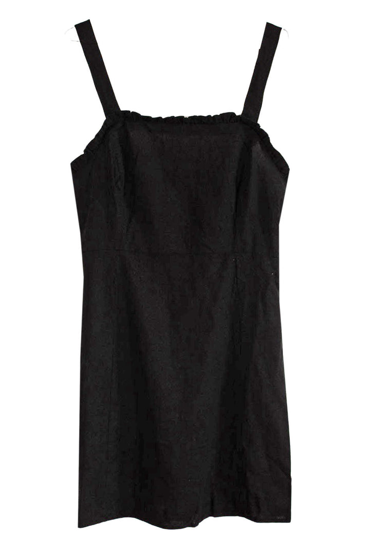 Frill Hem Strappy Linen Mini Dress