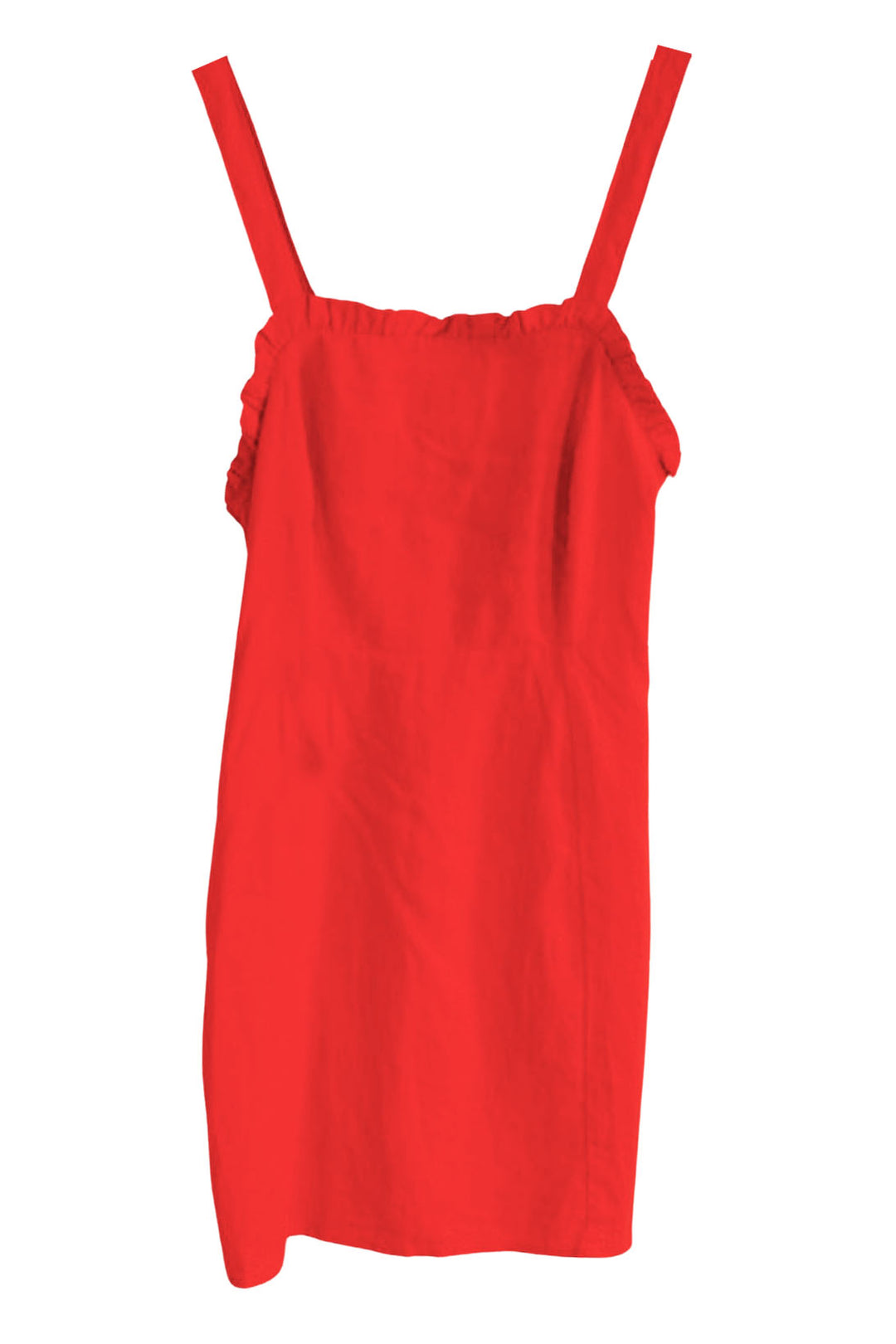 Frill Hem Strappy Linen Mini Dress