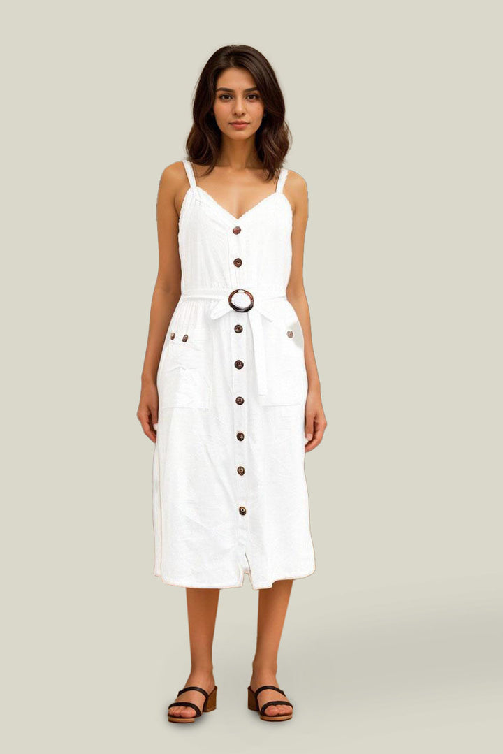 Button Through Midi Summer Dress