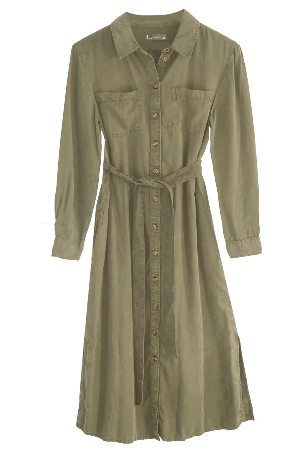 Midi Shirt Dress with Tie Waist