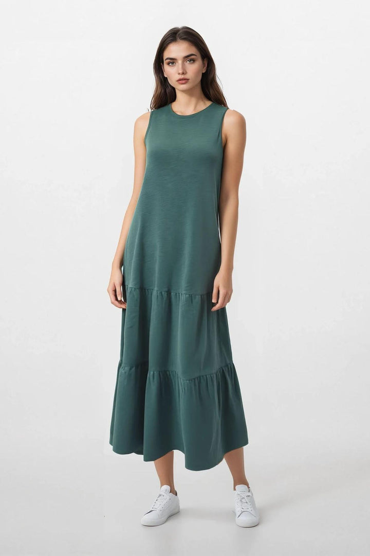Khaki Tiered Maxi Dress