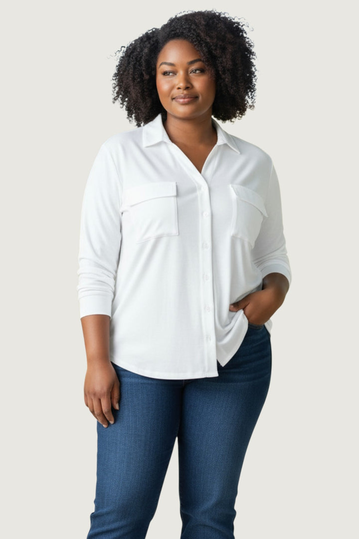 White Jersey Pocket Shirt