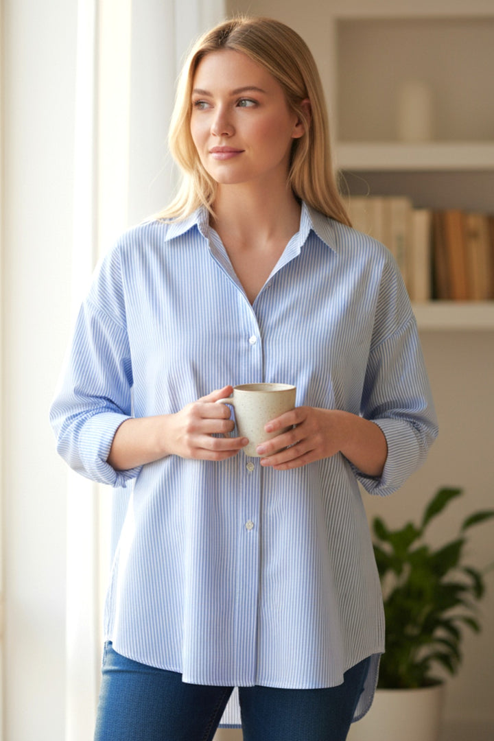 Pale Blue Stripe Cotton Shirt