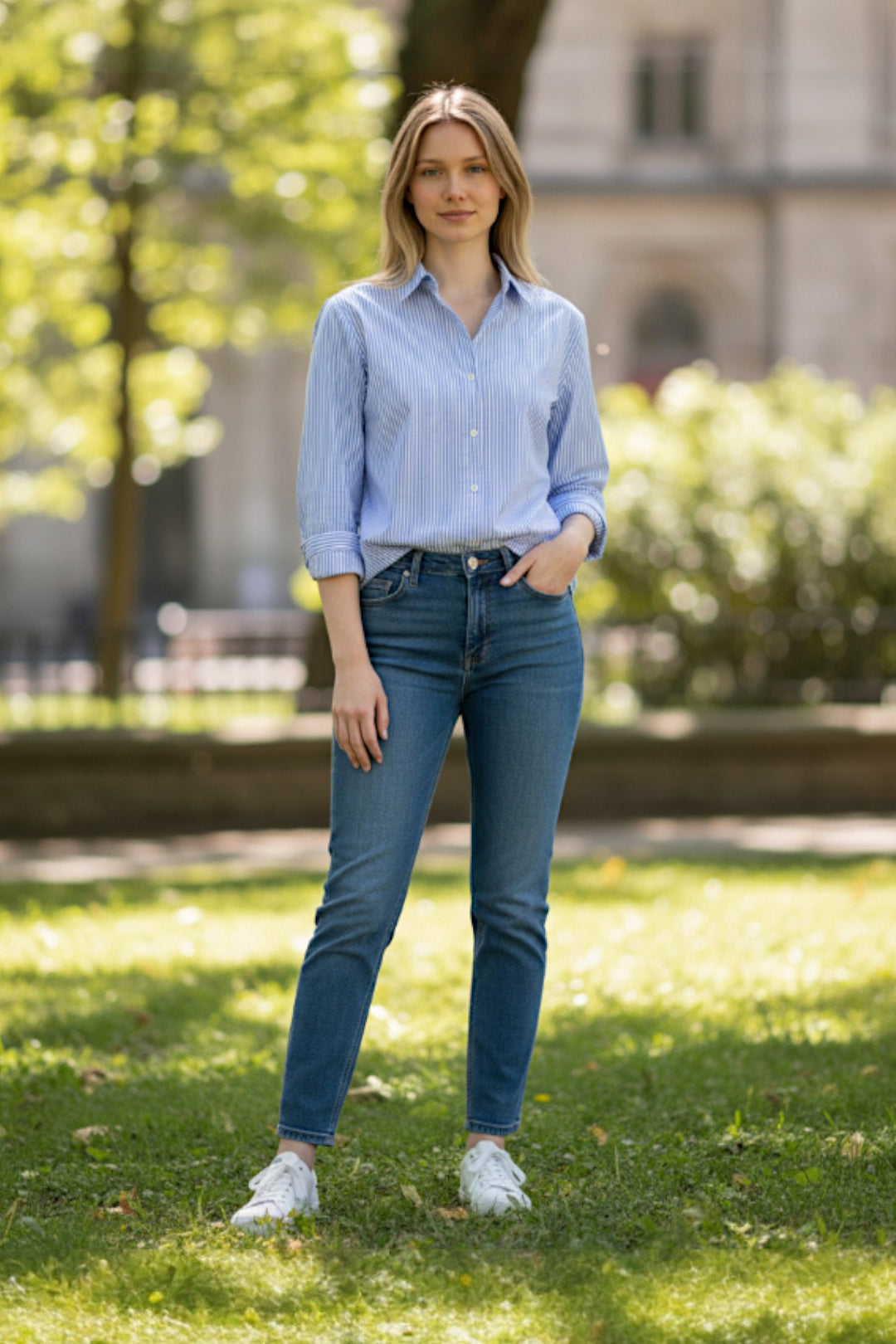 Pale Blue Stripe Cotton Shirt